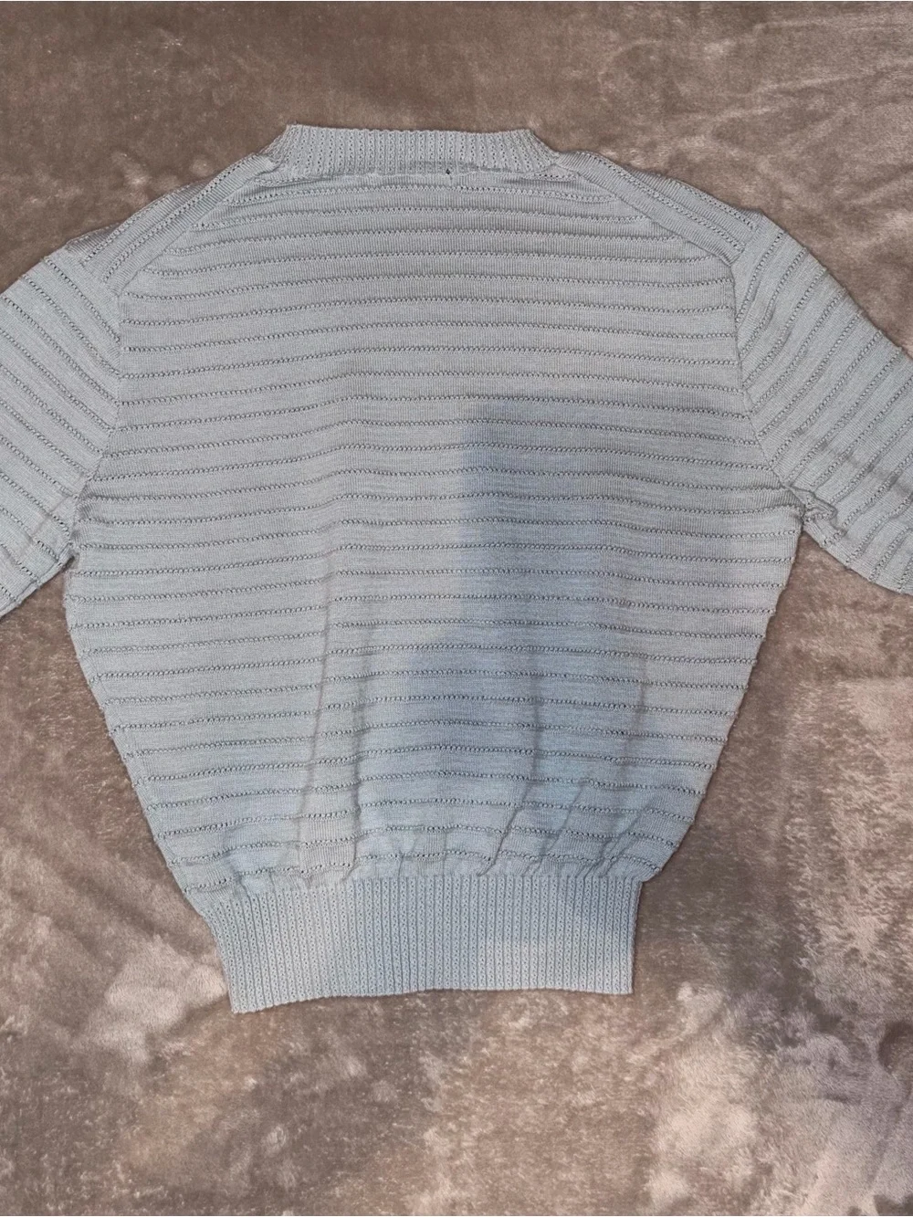 FRYE Dusty Blue Short-Sleeve Knit Sweater XS